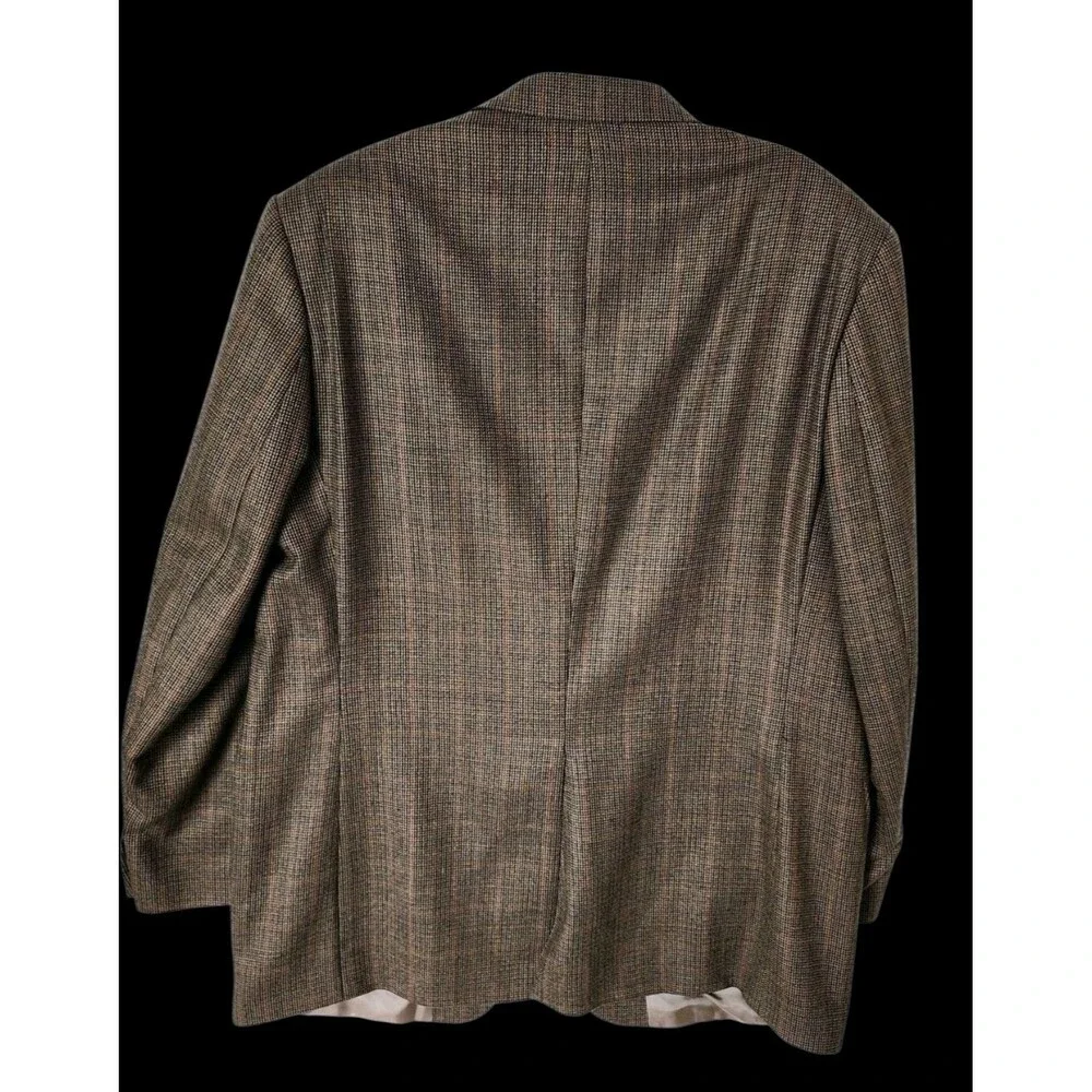Vintage Chaps Ralph Lauren 46L Lambs Wool Houndstooth Tweed Sport Coat Blazer